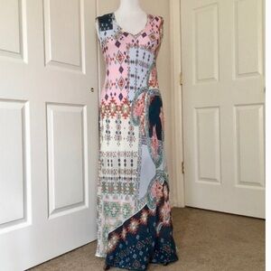 Johnny Was Pink and Blue Patterned Dress